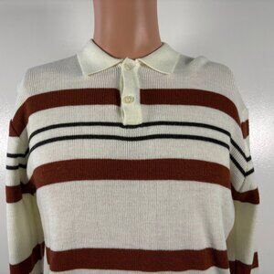 Vintage Gap Polo Shirt Mens Size M Striped Long Sleeve 80s